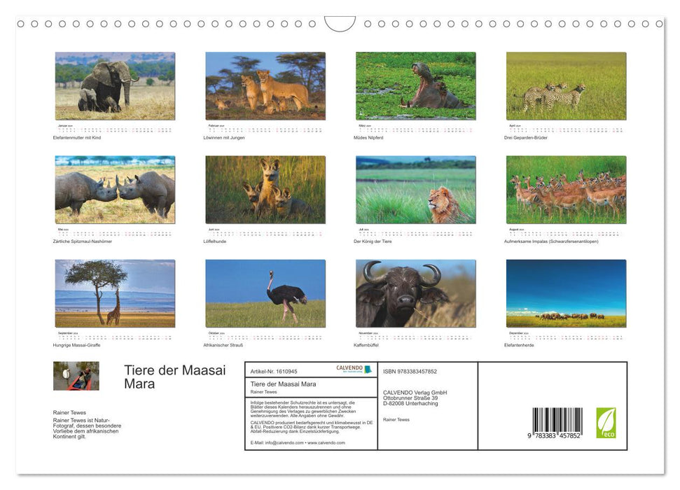 Tiere der Maasai Mara (CALVENDO Wandkalender 2024)