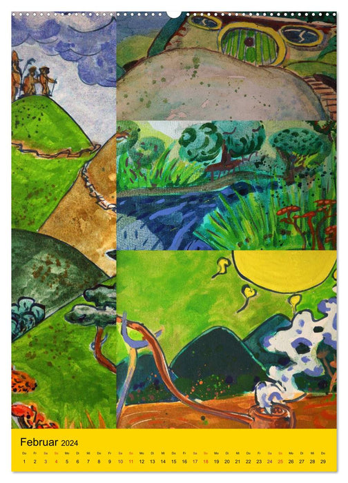Thilia. Voyage à travers la Terre du Milieu. Peinture acrylique de Michael Weiler. (Calendrier mural CALVENDO 2024) 