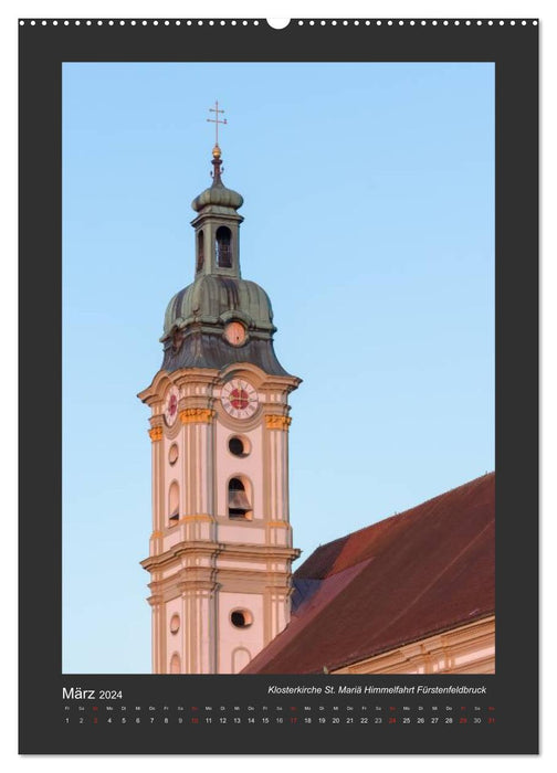 Clochers d'églises du quartier de Fürstenfeldbruck (calendrier mural CALVENDO 2024) 