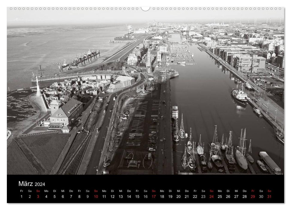 Bremerhaven - Blickpunkte Schwarzweiß (CALVENDO Premium Wandkalender 2024)