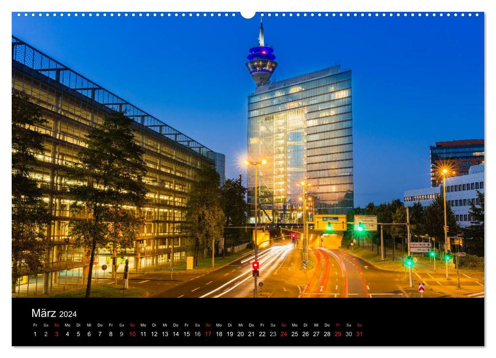 Düsseldorf bei Nacht (CALVENDO Wandkalender 2024)