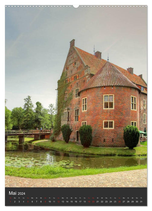 Eindrucksvolle Burgen, malerische Schlösser im Münsterland (CALVENDO Wandkalender 2024)