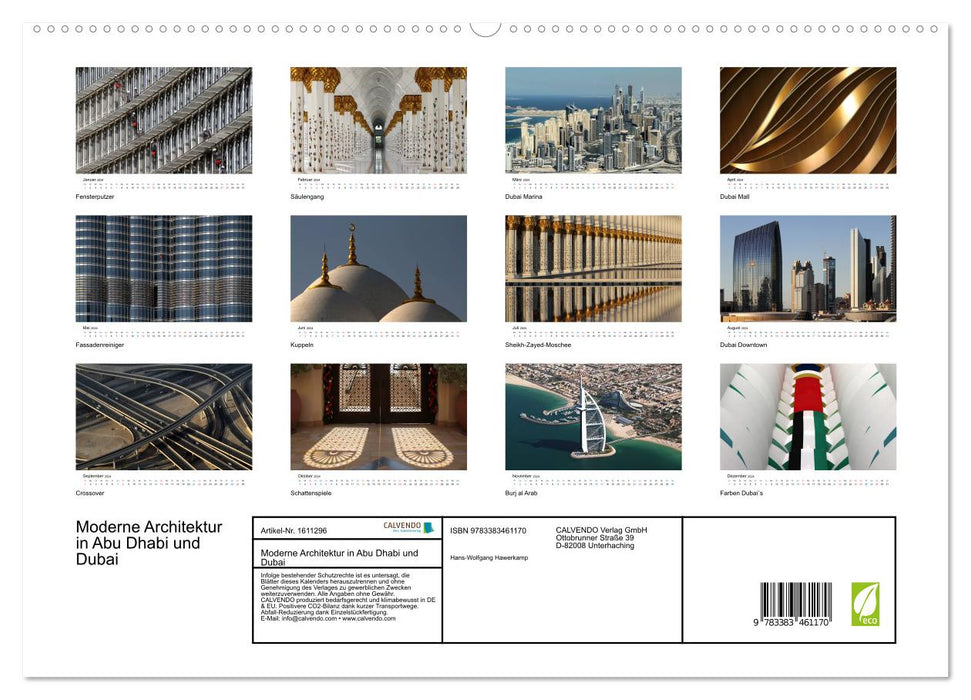 Moderne Architektur in Abu Dhabi und Dubai (CALVENDO Premium Wandkalender 2024)