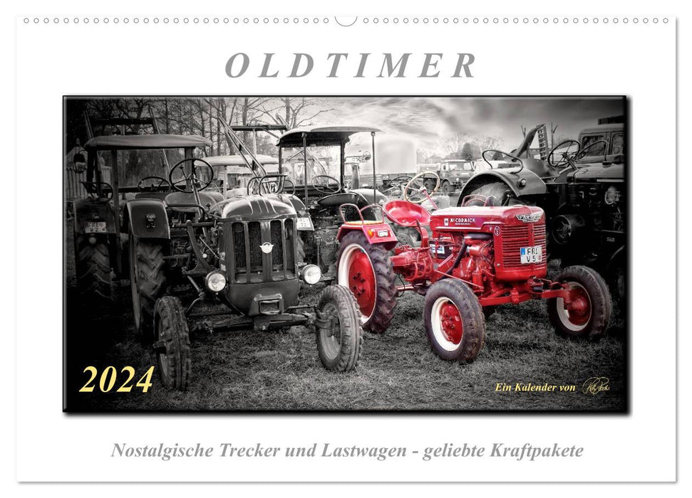 Voitures anciennes - tracteurs et camions nostalgiques (calendrier mural CALVENDO 2024) 