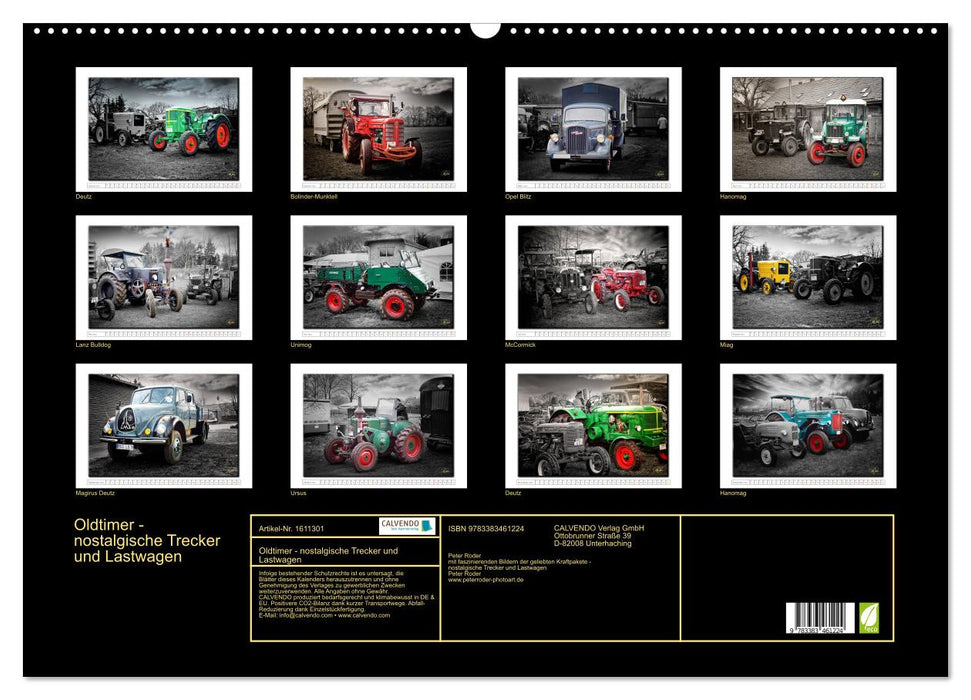 Voitures anciennes - tracteurs et camions nostalgiques (calendrier mural CALVENDO 2024) 