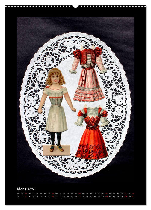 Nostalgic dress-up dolls made of paper (CALVENDO wall calendar 2024) 