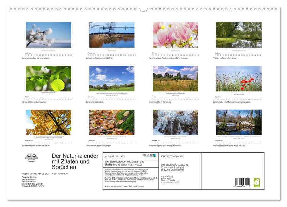 The nature calendar with quotes and sayings (CALVENDO wall calendar 2024) 