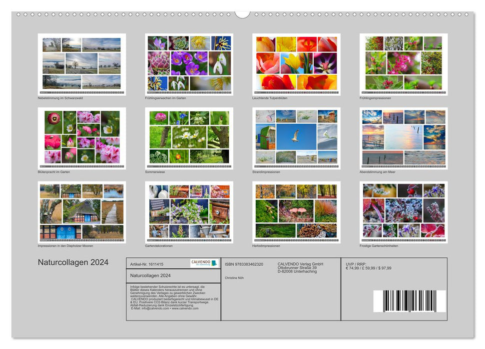 Nature Collages 2024 (Calvendo Premium Calendrier mural 2024) 
