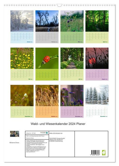 Wald- und Wiesenkalender 2024 Planer (CALVENDO Wandkalender 2024)