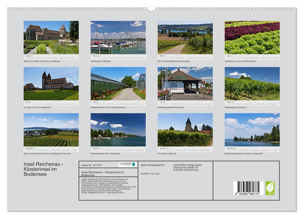 Île de Reichenau - Île monastère au bord du lac de Constance (Calendrier mural CALVENDO Premium 2024) 