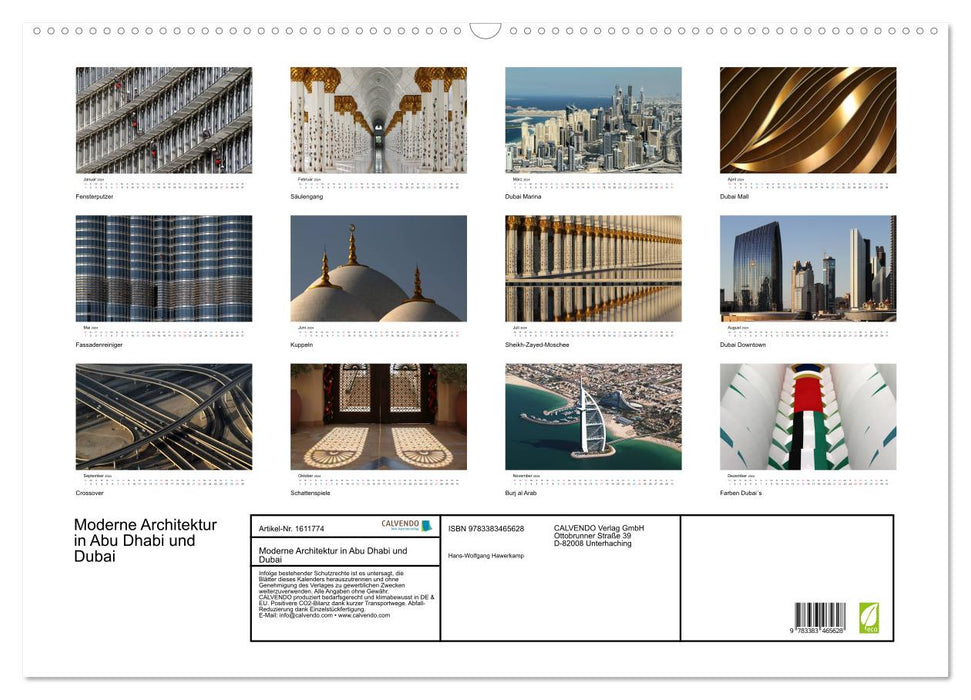 Moderne Architektur in Abu Dhabi und Dubai (CALVENDO Wandkalender 2024)