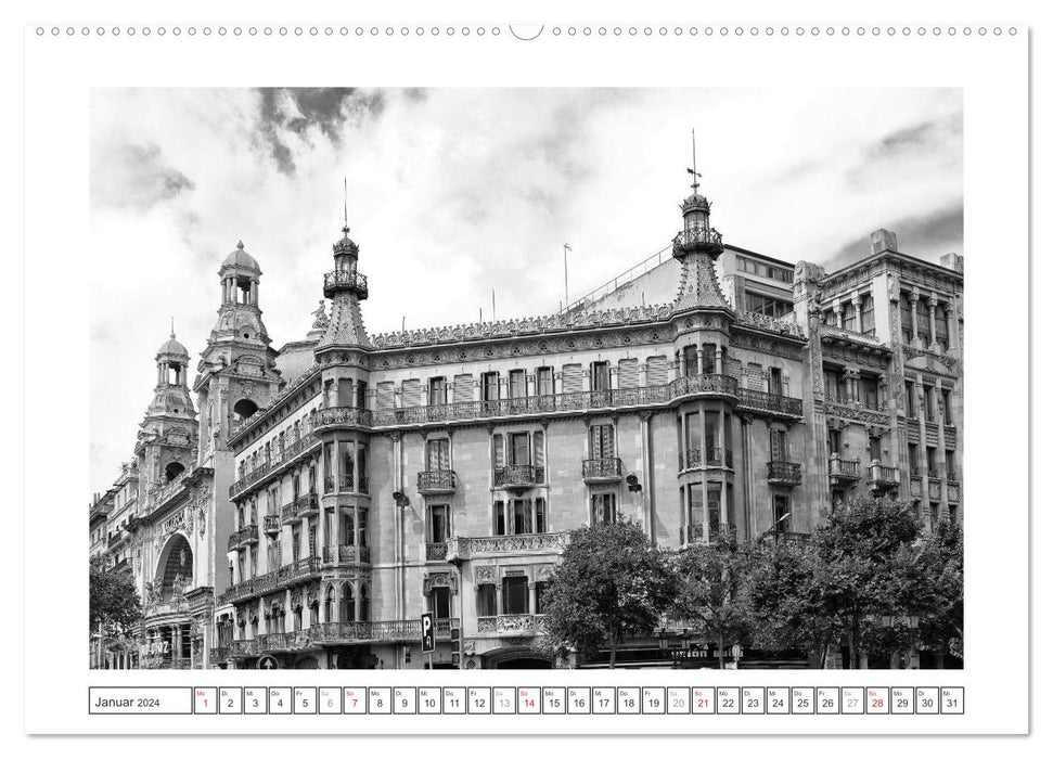 Barcelona Photografien in Schwarz / Weiß (CALVENDO Premium Wandkalender 2024)