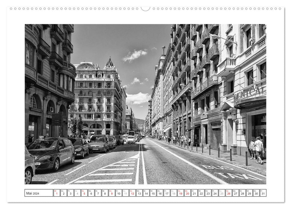 Barcelona Photografien in Schwarz / Weiß (CALVENDO Premium Wandkalender 2024)