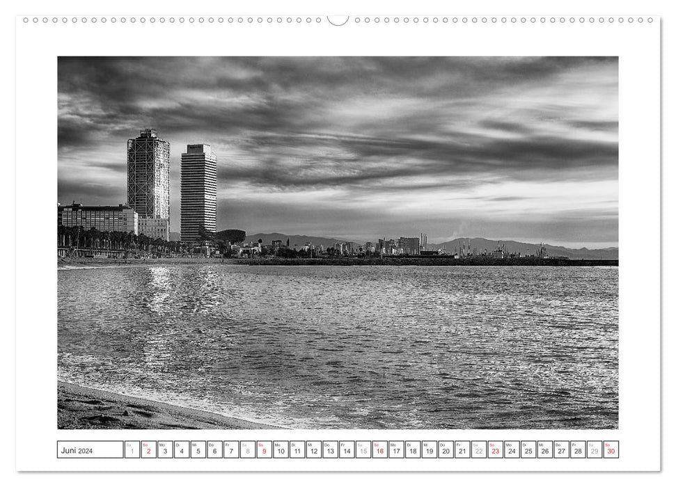 Barcelona Photografien in Schwarz / Weiß (CALVENDO Premium Wandkalender 2024)