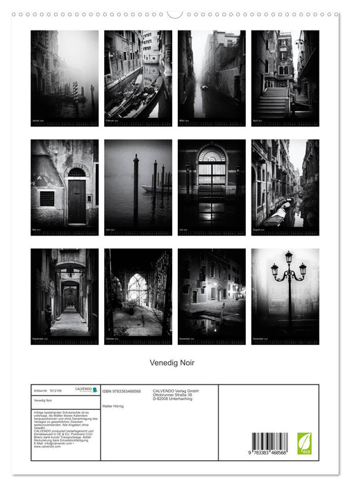 Venise Noir - La Venise légèrement différente (Calvendo Premium Wall Calendar 2024) 