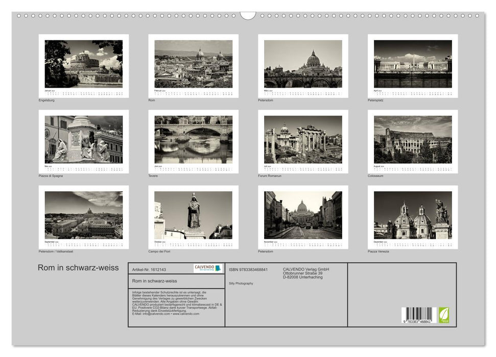 Rome in black and white (CALVENDO wall calendar 2024) 