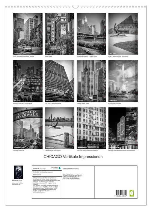 CHICAGO Vertical Impressions (CALVENDO Wall Calendar 2024) 