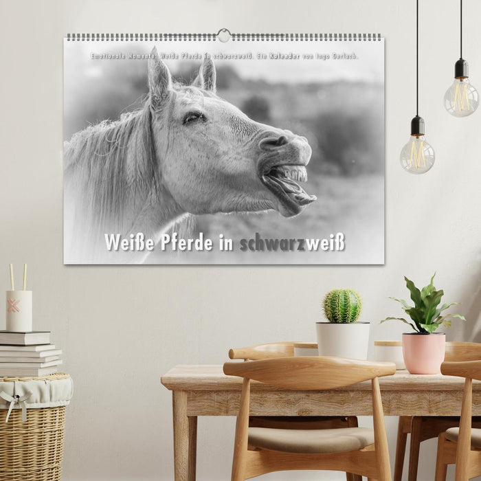 Emotional moments: White horses in black and white. (CALVENDO wall calendar 2024) 