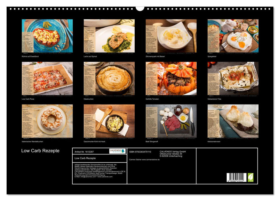 Low Carb - Easy recipes for every day (CALVENDO wall calendar 2024) 