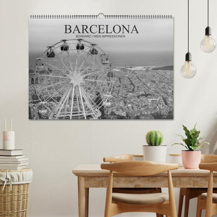 Barcelone Impressions Noir / Blanc (Calendrier mural CALVENDO 2024) 