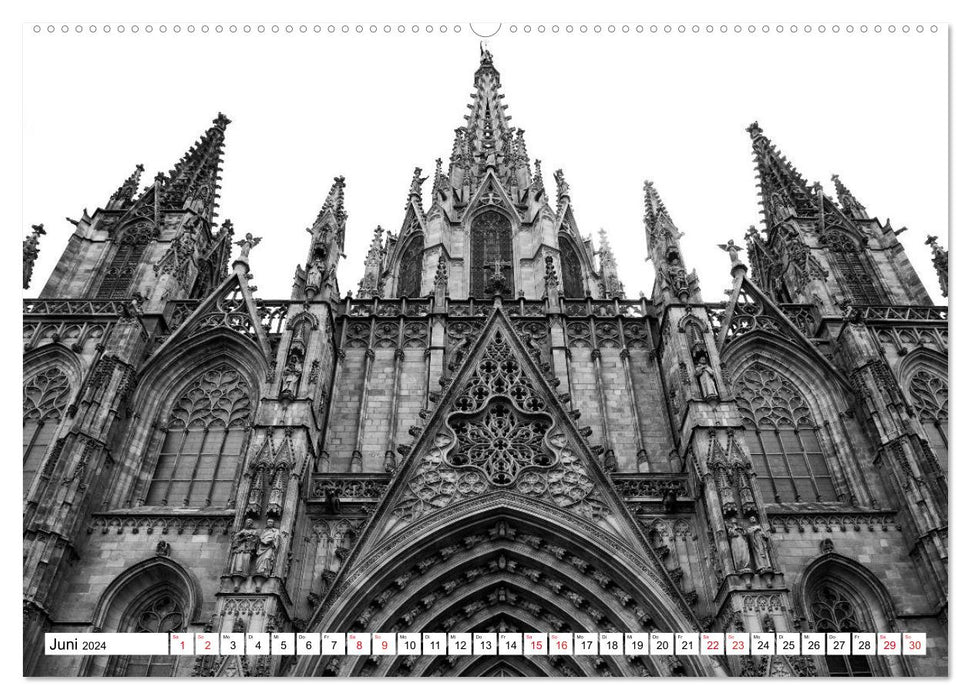 Barcelona Black / White Impressions (CALVENDO Wall Calendar 2024) 