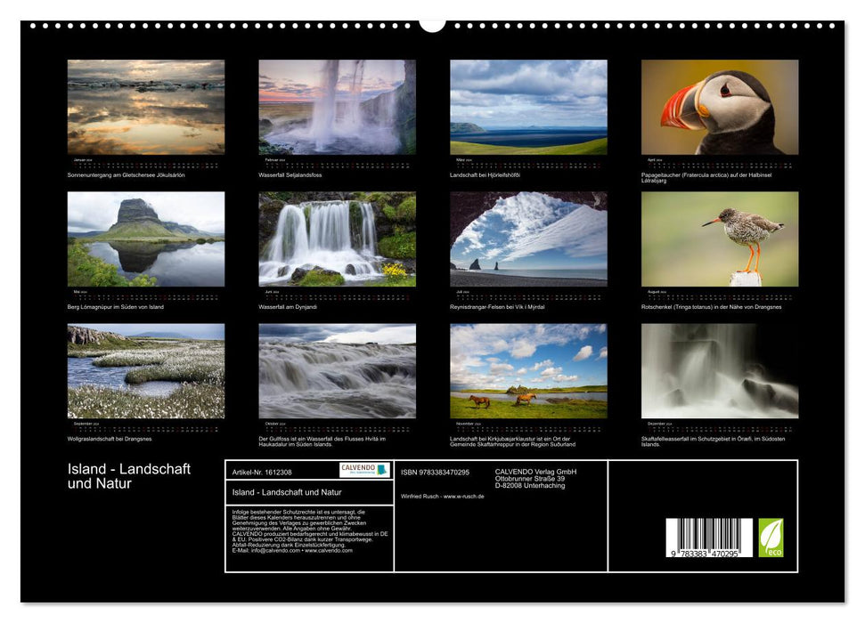 Iceland - Landscape and Nature (CALVENDO Premium Wall Calendar 2024) 