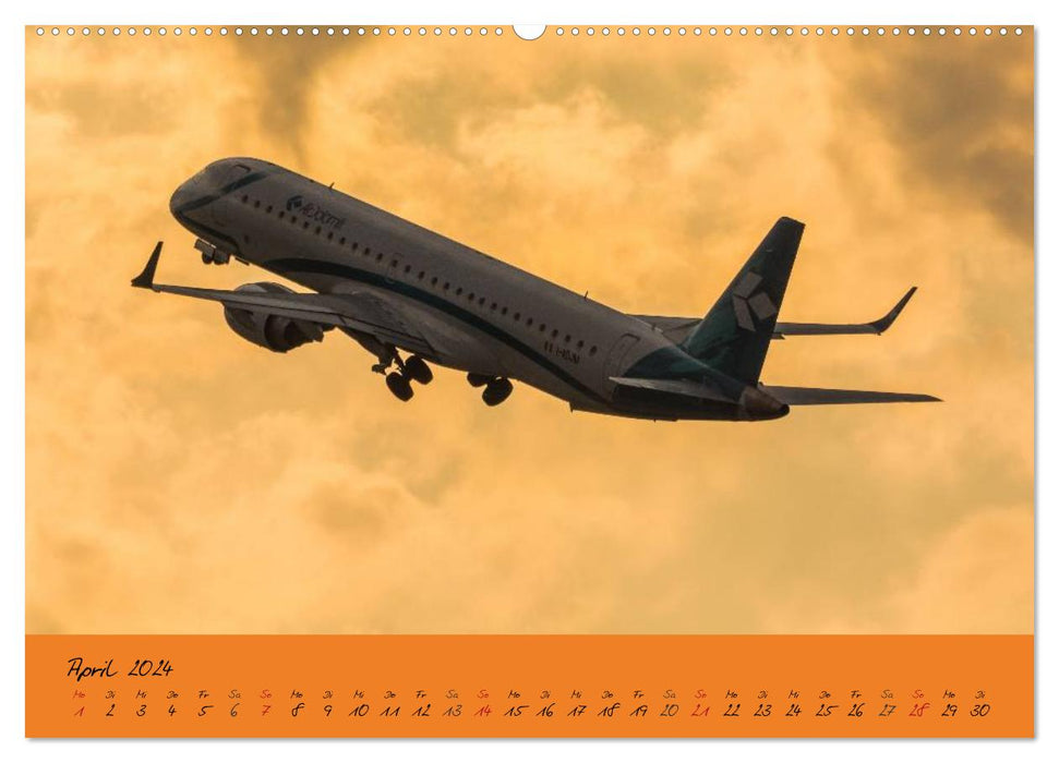 Flugzeuge im Abendlicht (CALVENDO Wandkalender 2024)