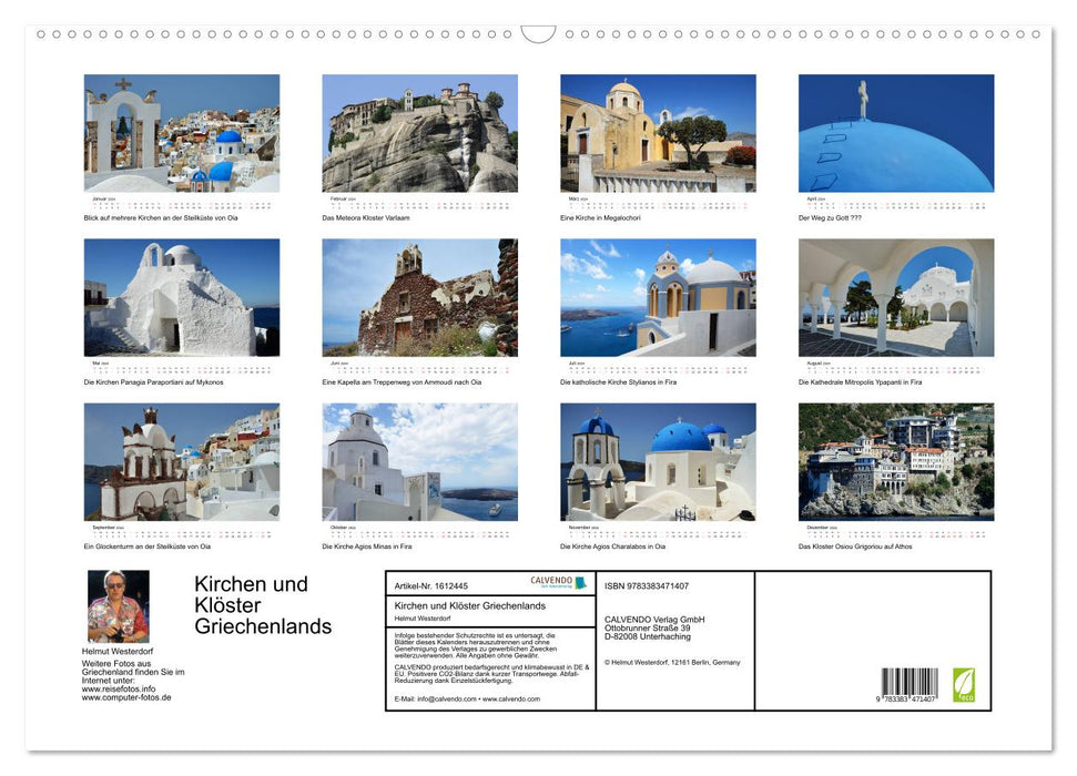 Churches and monasteries of Greece (CALVENDO wall calendar 2024) 