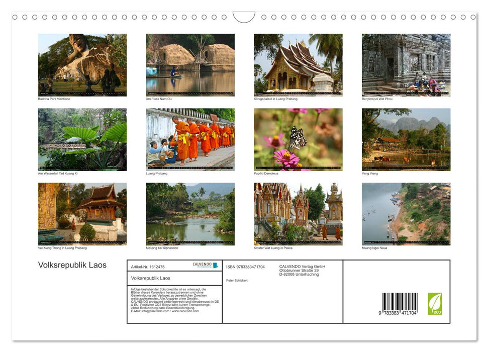 People's Republic of Laos (CALVENDO wall calendar 2024) 
