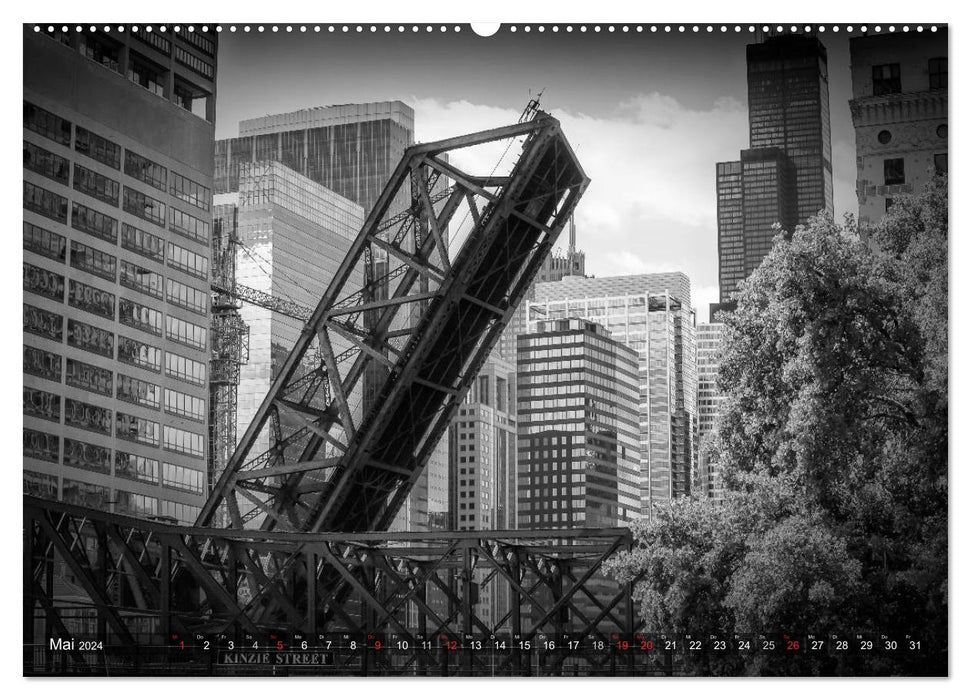 CHICAGO Monochrom (CALVENDO Wandkalender 2024)