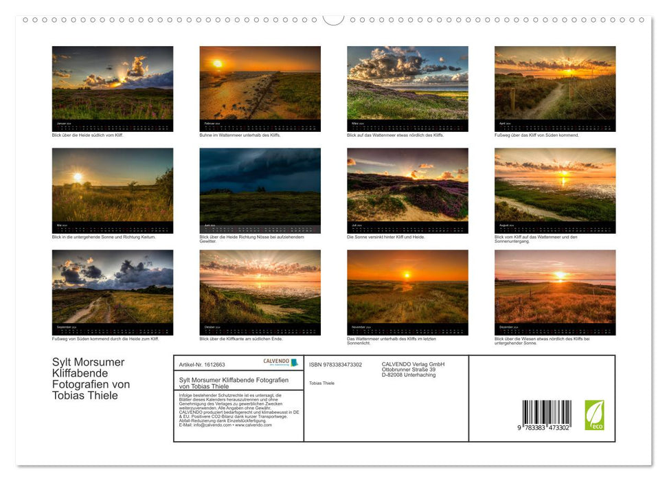 Sylt Morsum cliff evenings photographs by Tobias Thiele (CALVENDO Premium Wall Calendar 2024) 