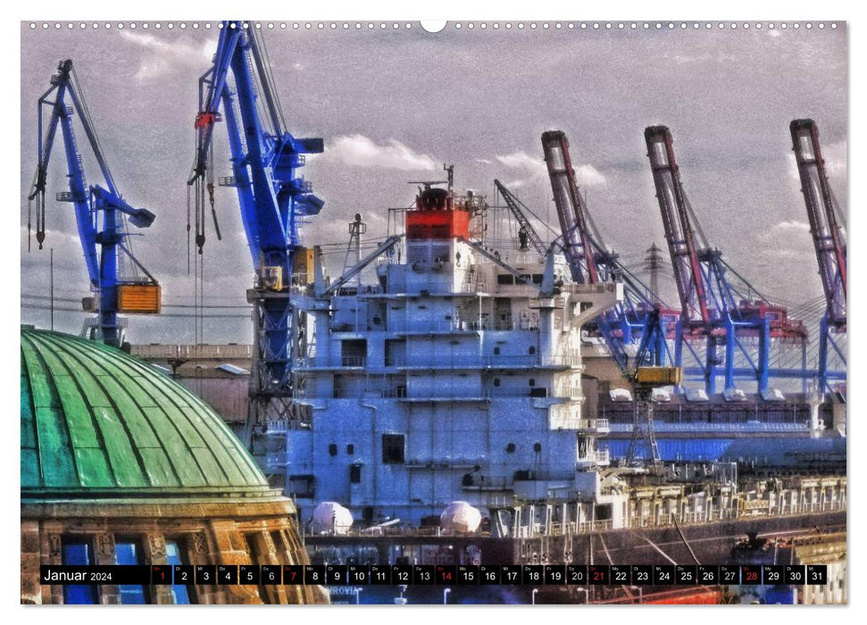 Faszination Hafen - Hamburg (CALVENDO Premium Wandkalender 2024)