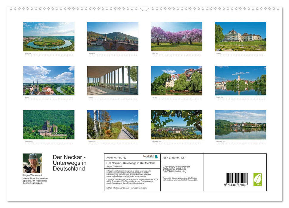 Der Neckar - Unterwegs in Deutschland (CALVENDO Premium Wandkalender 2024)