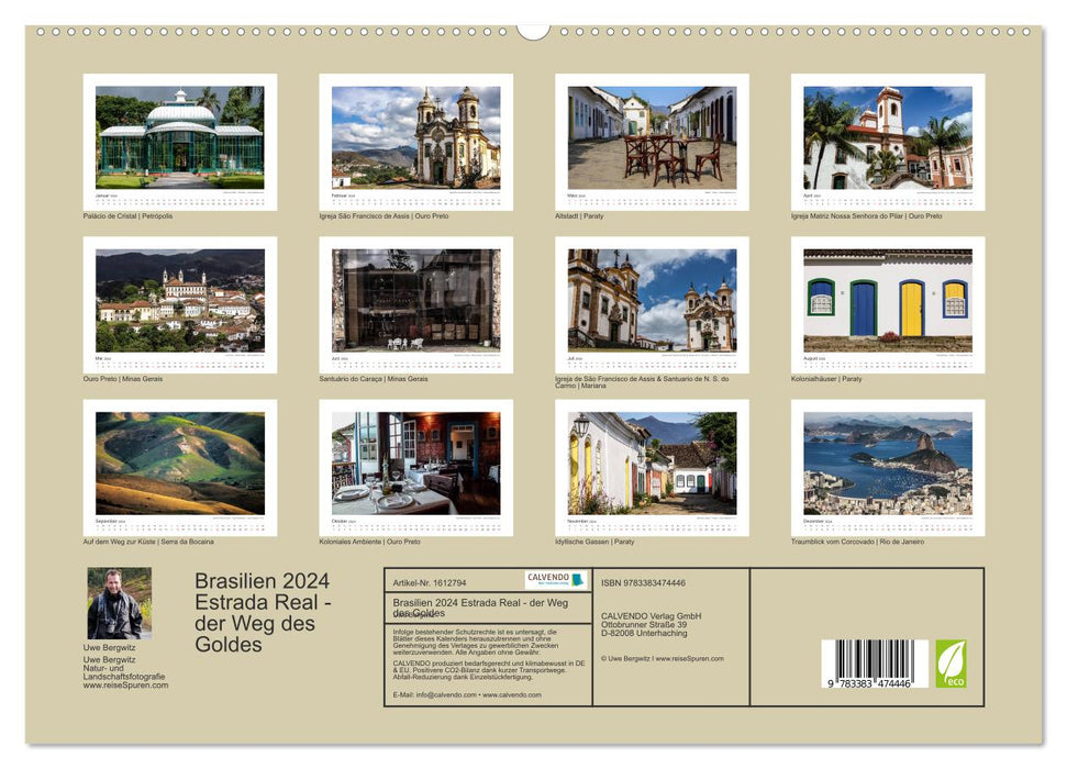 Brazil 2024 Estrada Real - the path of gold (CALVENDO Premium Wall Calendar 2024) 
