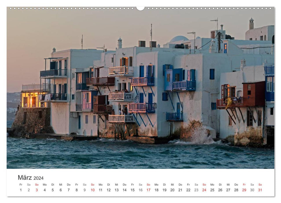 MYKONOS - Island of the Jet Set (CALVENDO Wall Calendar 2024) 