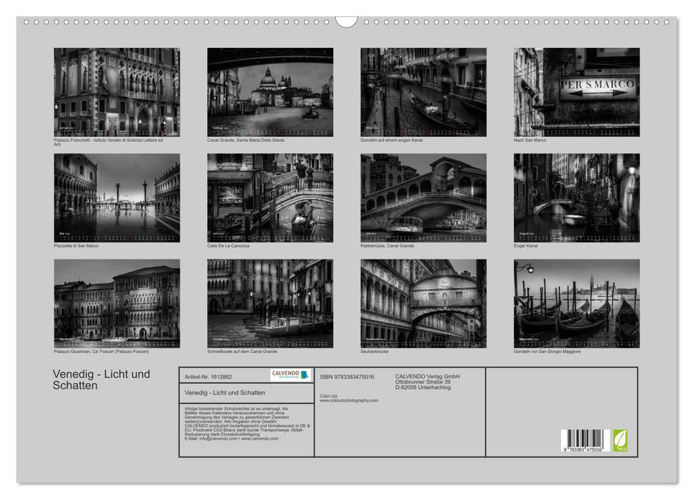 Venedig - Licht und Schatten (CALVENDO Wandkalender 2024)