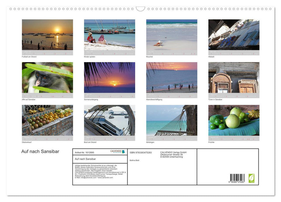 Off to Zanzibar (CALVENDO wall calendar 2024) 