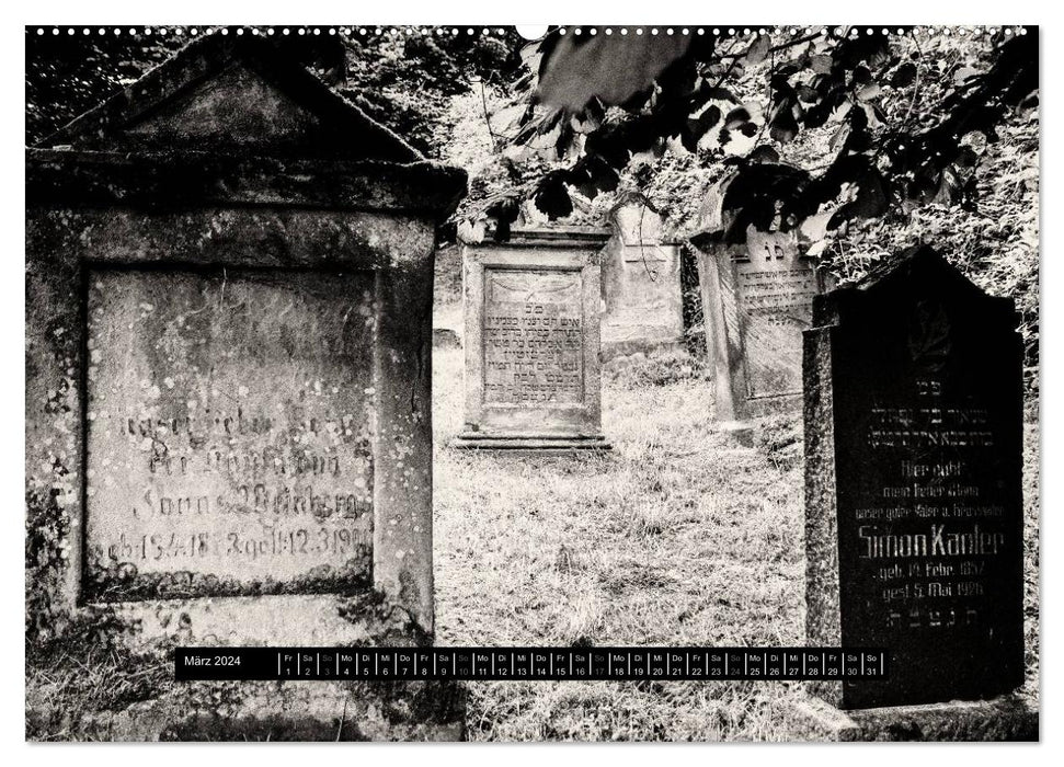 Lieux oubliés : cimetières juifs du nord de la Hesse / district de Kassel (calendrier mural CALVENDO 2024) 
