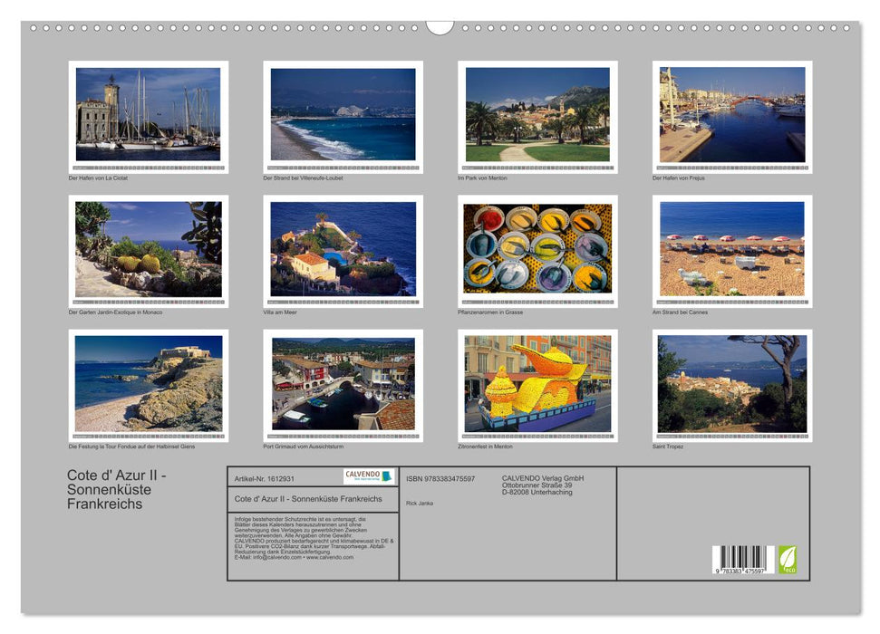 Cote d' Azur II - Sunny Coast of France (CALVENDO Wall Calendar 2024) 