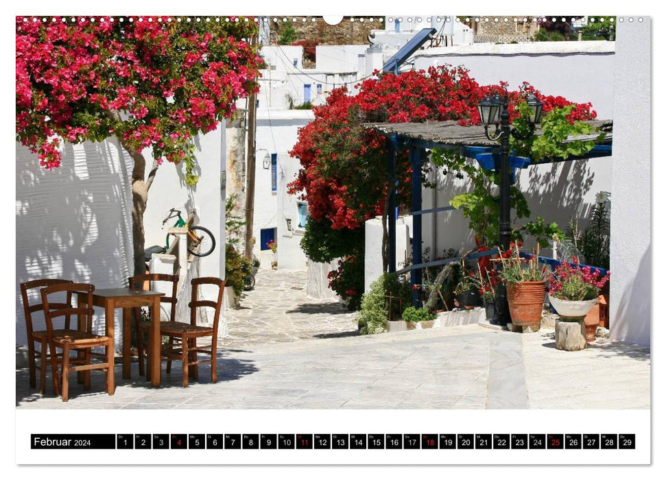 Island hopping Cyclades Santorini - Naxos - Paros - Mykonos (CALVENDO Premium Wall Calendar 2024) 