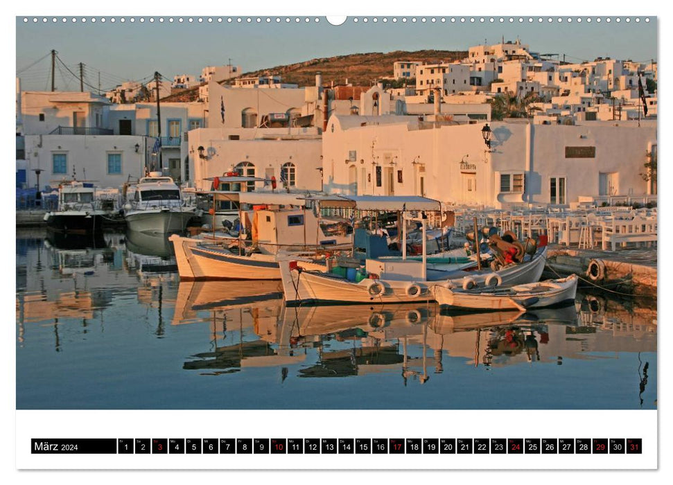 Inselhüpfen Kykladen Santorini - Naxos - Paros - Mykonos (CALVENDO Premium Wandkalender 2024)