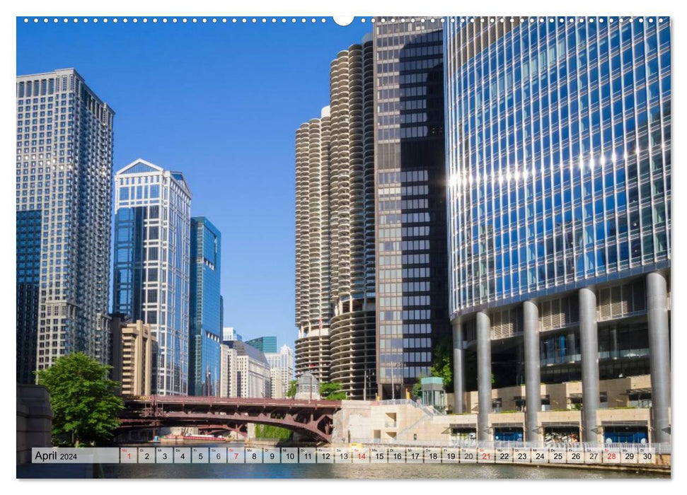 Centre-ville de Chicago (Calvendo Premium Calendrier mural 2024) 