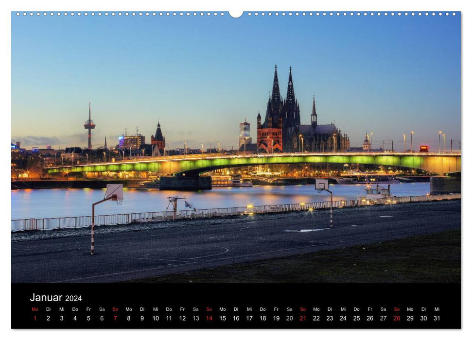 Cologne dark colorful II – The city lights up! (CALVENDO wall calendar 2024) 