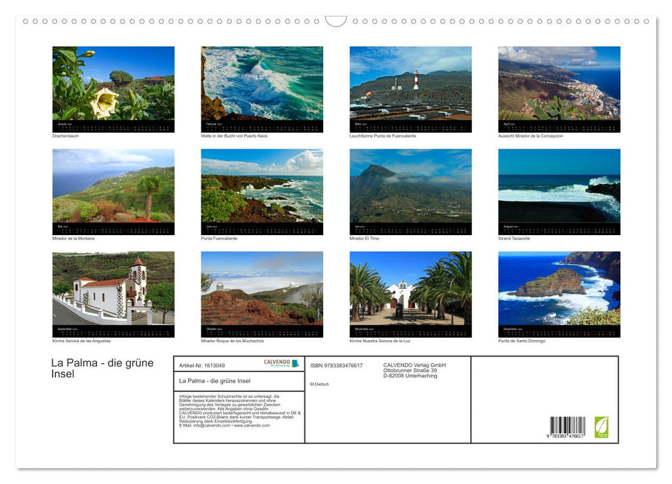 La Palma - die grüne Insel (CALVENDO Wandkalender 2024)