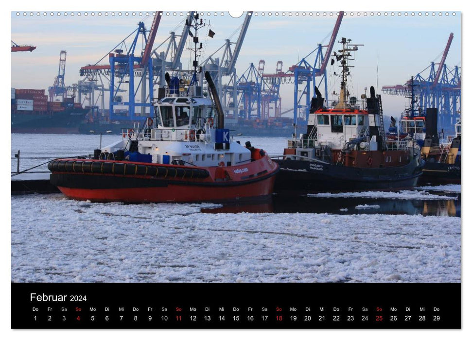 Ships on the Elbe (CALVENDO Premium Wall Calendar 2024) 