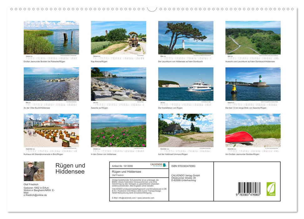 Rügen und Hiddensee (CALVENDO Premium Wandkalender 2024)
