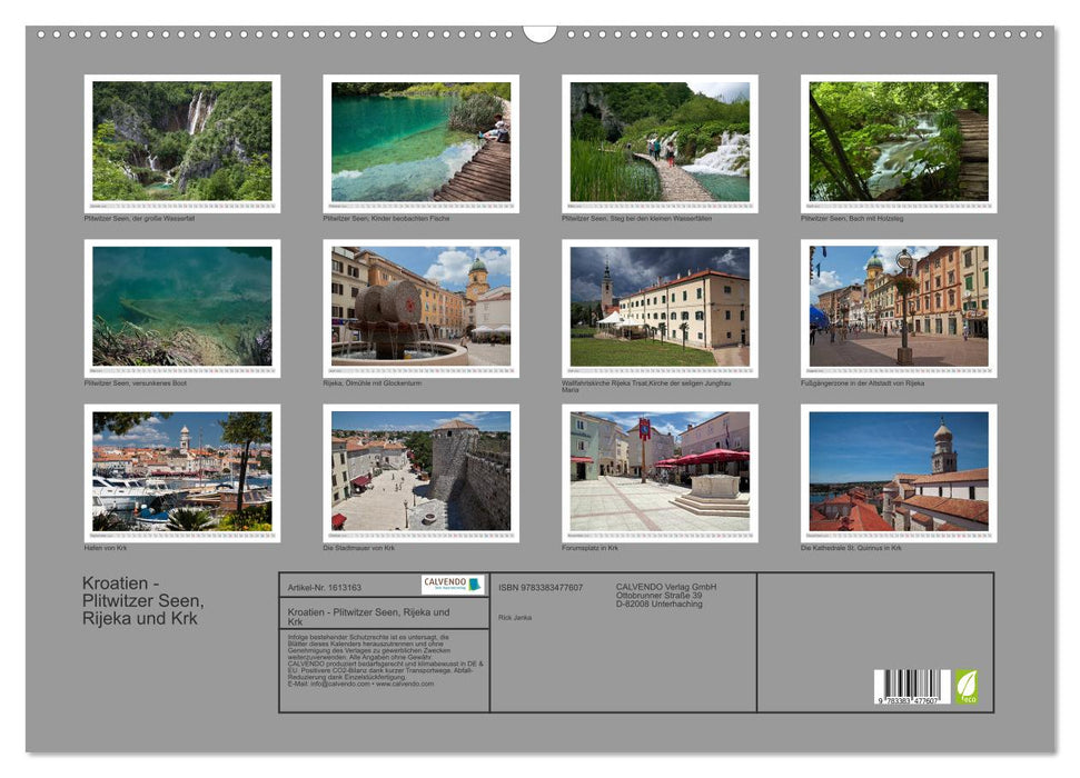Croatia - Plitvice Lakes, Rijeka and Krk (CALVENDO wall calendar 2024) 