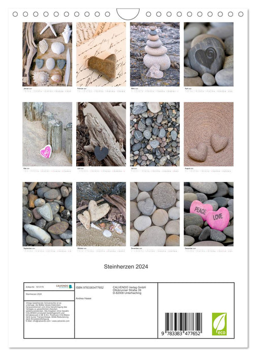 Stone hearts 2024 (CALVENDO wall calendar 2024) 