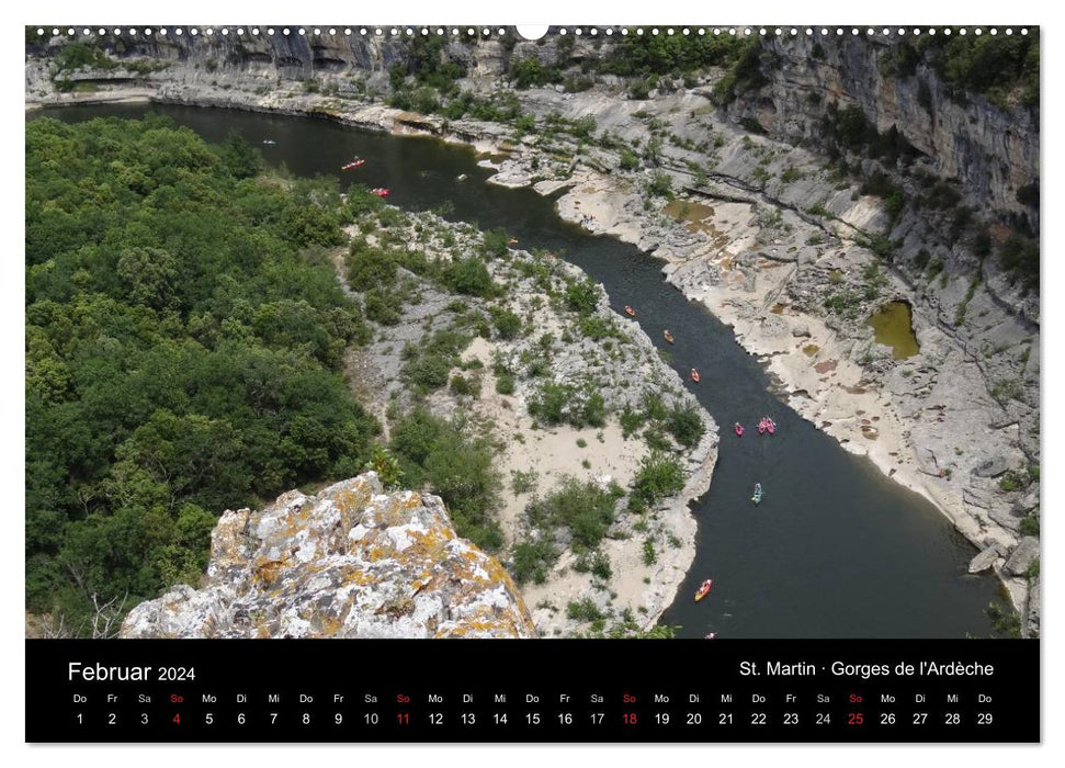 Ardèche · Randonnées en montagne et gorges en kayak dans le sud de la France (Calendrier mural Premium CALVENDO 2024) 