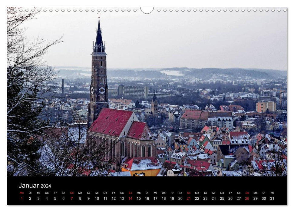 Landshut de jour comme de nuit (calendrier mural CALVENDO 2024) 